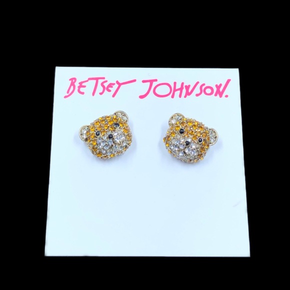 Betsey Johnson GT Pave Teddy Bear Stud Earrings - Picture 5 of 10